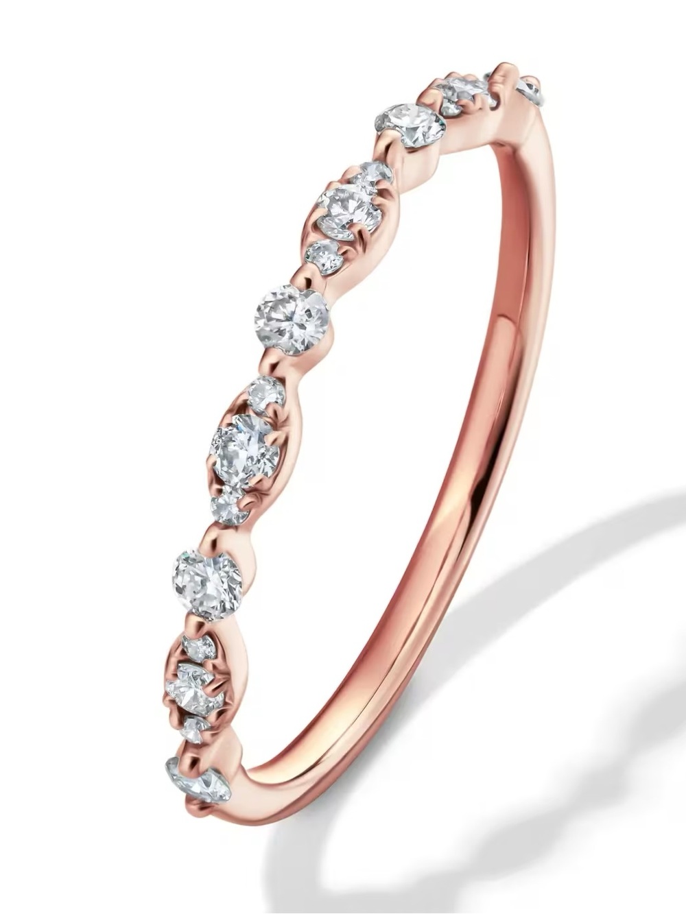 Helzberg Scalloped Diamond Anniversary Band in 10K Rose Gold (1/4 ct. tw.)
